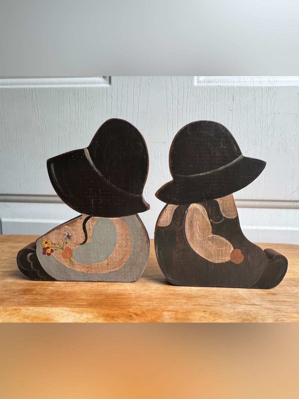 Wooden Country Boy & Girl Knick knacks granny core